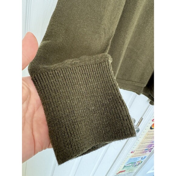 ORVIS women’s Large 100% Merino Wool Sweater Dark Green Khaki - Picture 5 of 8